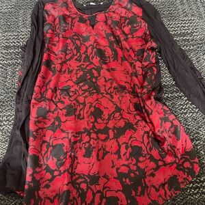 Womens Large Larry Levine soft mixed media long sleeve blouse